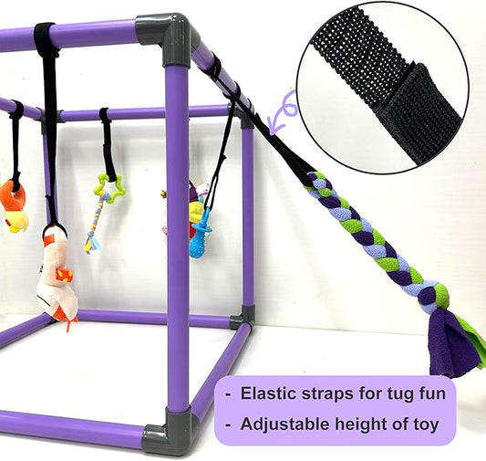 Puppy Play Gym for Small Dogs with 8 Hanging Toys, Jungle Playground with Interactive Funny Enrichment Toys to Keep Them Busy