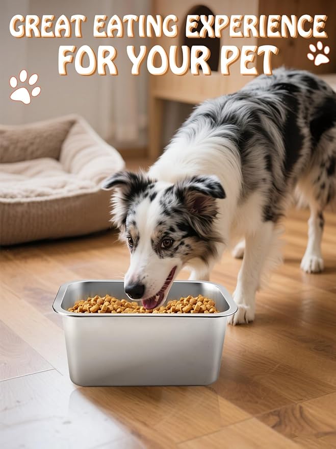 2 Gallons Large Dog Bowls - Durable Food Grade Stainless Steel Dog Water and Food Bowl No Spilling, High Capacity for Medium Large Breed Dogs Indoor Outdoor