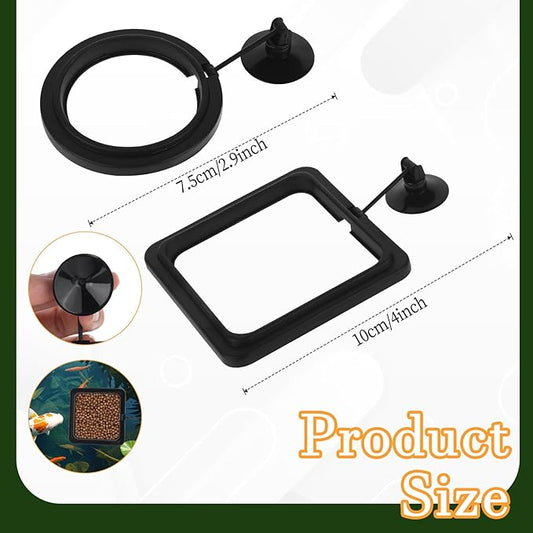 2 PCS Fish Feeding Ring, Aquarium Feeding Ring Automatic Goldfish Tank Feeder Dispenser Auto Live Betta Fish Vacation Feeder Floating Food Accessories for Turtle, Coral, Goldfish (Black)