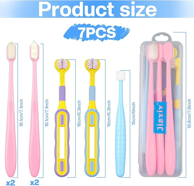7 Pack Dog Toothbrush Kit,360º Pet Toothbrush Soft Nano Bristles Tooth Brush for Cat Dog Puppy Kitten Dental Care, Oral Hygiene