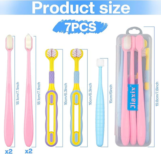 7 Pack Dog Toothbrush Kit,360º Pet Toothbrush Soft Nano Bristles Tooth Brush for Cat Dog Puppy Kitten Dental Care, Oral Hygiene