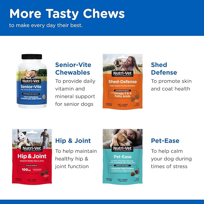 Nutri-Vet Multi-Vite Chewables for Adult Dogs, Daily Multivitamin & Mineral Supplement for Overall Health, Immune Support, and Balanced Nutrition, 180 Count