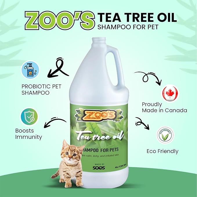 Zoo’s Pet Tea Tree Oil Dog Shampoo Fast Absorbing moisturize Skin - 1x (4L Gallon)