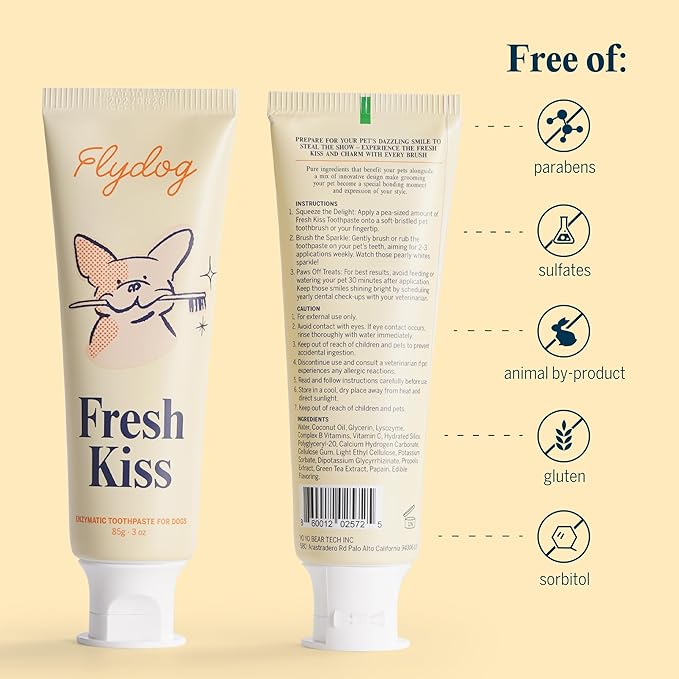Fresh Kiss Enzymatic Dog Toothpaste All Flavors Set - Vet Approved Organic Formula, Tartar Remover for Dogs, with Toothbrushing Calendar & Guide, Chicken & Coconut & Mint & Peanut Butter