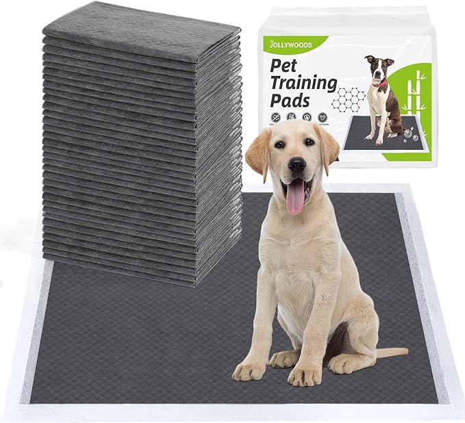 Disposable Dog Pee Pads, 18" x 24" Odor-Control Bamboo Charcoal Fiber Puppy Pads, Super Absorbent & Leak Proof Pet Training Pads, Quick Dry for Dogs, Cats and Rabbits - 50 Counts