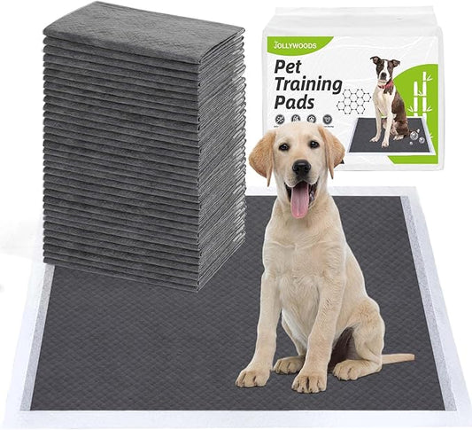Disposable Dog Pee Pads, 18" x 24" Odor-Control Bamboo Charcoal Fiber Puppy Pads, Super Absorbent & Leak Proof Pet Training Pads, Quick Dry for Dogs, Cats and Rabbits - 50 Counts