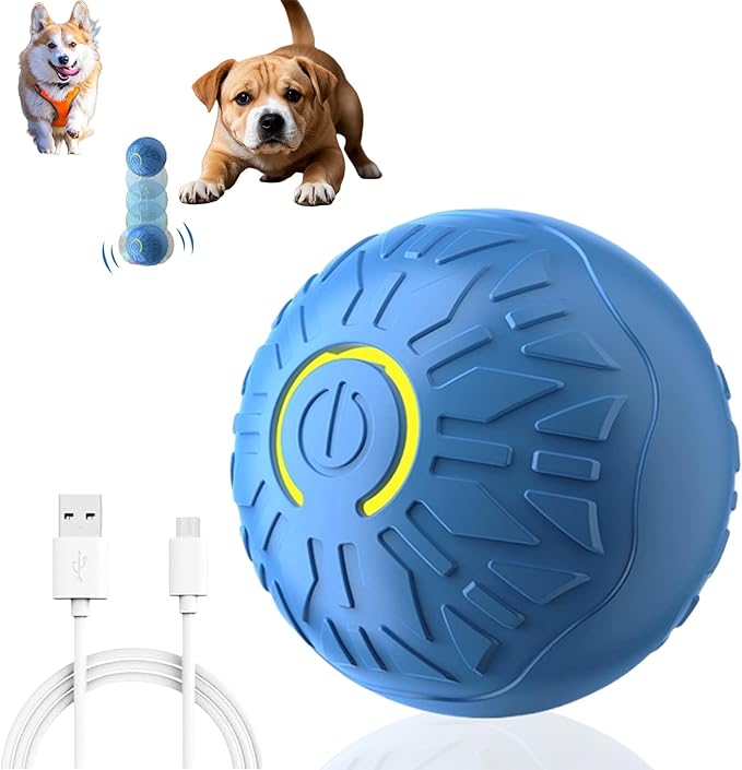 2025 New Interactive Dog Toys Dog Balls,Durable Motion Activated Automatic Rolling Ball Toys for/Small/Medium Dogs(Blue