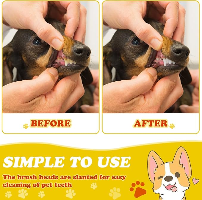 200 count Dog Toothbrush Bulk Dual Headed Dental Brushes Dogs Tooth Brushing Kit Long Handle Pet Tooth Brush for Puppy Large Small Cats and Most Pets Teeth Cleaning Dental Care Supplies, 8 Colors