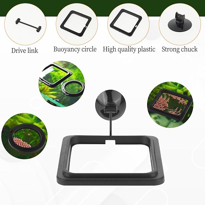 2 PCS Fish Feeding Ring, Aquarium Feeding Ring Automatic Goldfish Tank Feeder Dispenser Auto Live Betta Fish Vacation Feeder Floating Food Accessories for Turtle, Coral, Goldfish (Black)