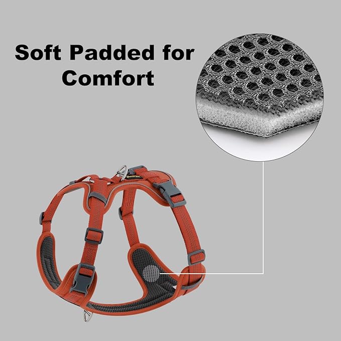 Plutus Pet No Pull Dog Harness, Release at Neck, Soft Padded, Reflective Adjustable Dog Vest Harness for Small, Medium, Large Dogs(Orange, XS)