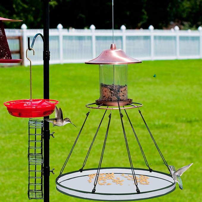 Universal Wild Bird Seed Catcher Hanging Hoop Platform Bird Seed Catcher Tray for Hummingbird Feeders Bee Feeder Outdoor Garden Accessories(1 Pieces,30 Inch)