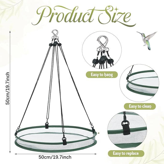 Universal Wild Bird Seed Catcher Hanging Hoop Platform Bird Seed Catcher Tray for Hummingbird Feeders Bee Feeder Outdoor Garden Accessories(2 Pieces,20 Inch)