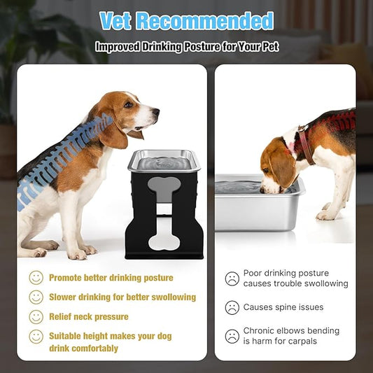 0.85 Gallon Elevated Dog Bowl, 10" Raised Dog Bowl with Stand for Medium Breed, Full Metal for Joint Pressure Relief, Easy Clean for Indoor Outdoor