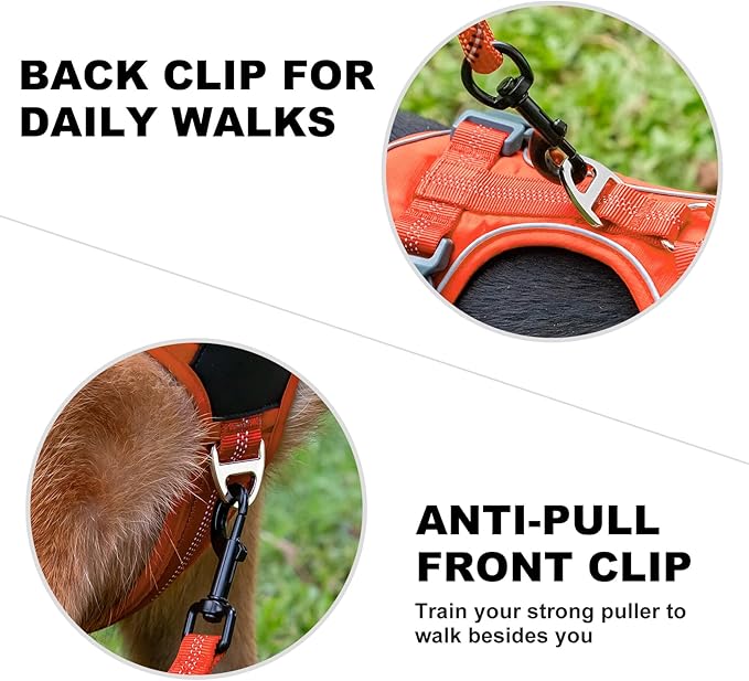 Plutus Pet No Pull Dog Harness, Release at Neck, Soft Padded, Reflective Adjustable Dog Vest Harness for Small, Medium, Large Dogs(Orange, XS)