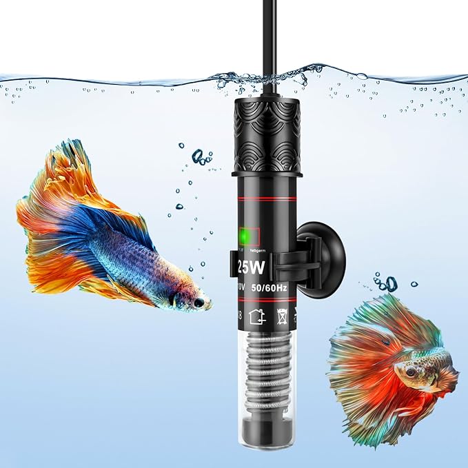 25W Small Aquarium Heater, Mini Fish Tank Heater for Preset Temperature 78℉, Water Heater for Freshwater Fish Tanks