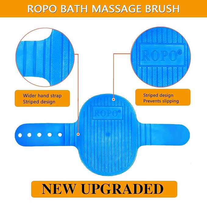 ROPO Dog Bath Brush, Dog Shampoo Brush Soothing Massage Rubber Comb with Adjustable Ring Handle for Long Short Haired Dogs and Cats 2pcs
