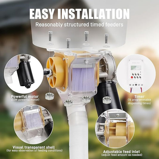 Automatic Chicken Feeder,16 Groups Timed Feeder,Automatic Poultry Feeder for Chickens, Ducks, Geese, Pigeons, Dogs, Fish, Cat