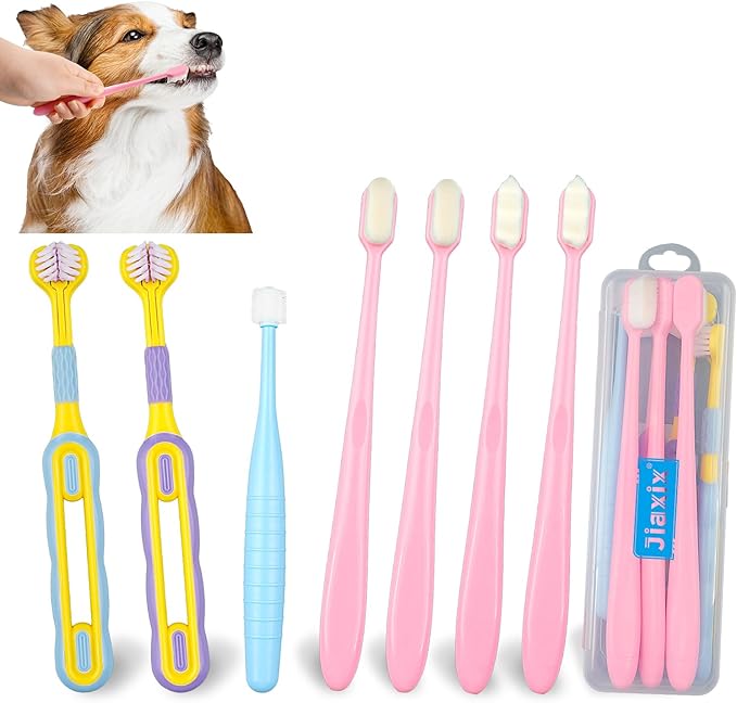 7 Pack Dog Toothbrush Kit,360º Pet Toothbrush Soft Nano Bristles Tooth Brush for Cat Dog Puppy Kitten Dental Care, Oral Hygiene