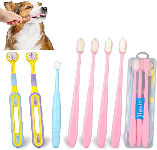 7 Pack Dog Toothbrush Kit,360º Pet Toothbrush Soft Nano Bristles Tooth Brush for Cat Dog Puppy Kitten Dental Care, Oral Hygiene