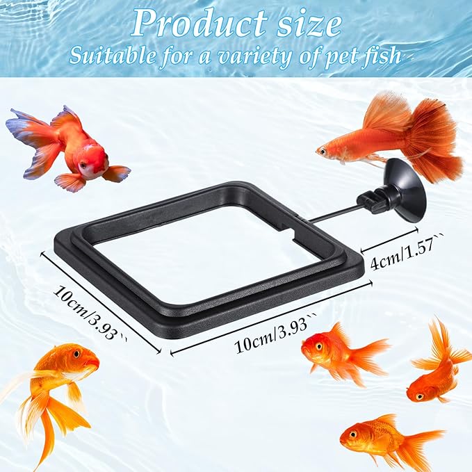 2 Pcs Fish Feeding Feeder Square Betta Feeding Ring Floating Food Feeder with Suction Cup Aquarium Accessories for Goldfish Guppy Small Fish