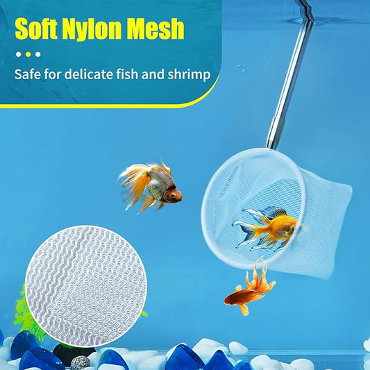 AQUANEAT Small Fish Tank Shrimp Net, Aquarium Debris Cleaning Tools, with Extendable Handle
