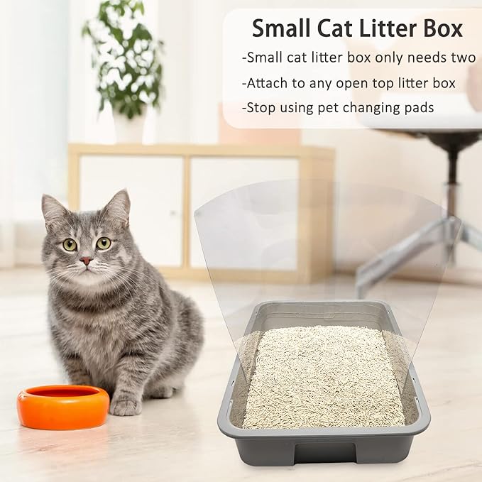 3PCS Cat Litter Box Pee Shields,Transparent Easy Clean Splash Guard for Open Top Litter Pan 14.5×11.5in- Litter Box Not Included(3PC)
