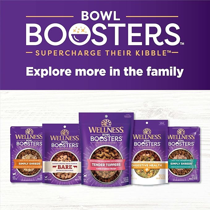 Wellness Bowl Boosters, Dog Food Topper for Small, Medium, & Large Breeds, Grain Free, Natural, Freeze Dried, Skin & Coat Health Chicken, 4 Ounce Bag (Pack of 1)