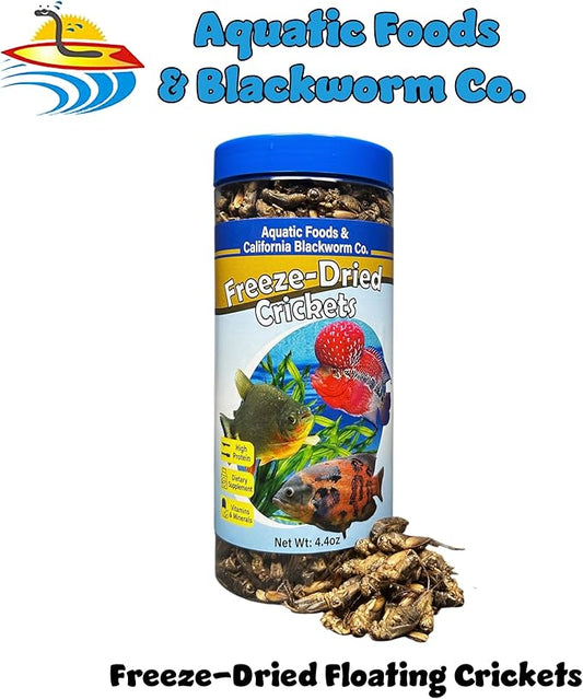 Aquatic Foods Inc. Crickets, Freeze Dried Crickets for Large Tropical Fish, Monster Fish, Reptiles, Turtles, Tortoises, Frogs, Hamsters, Birds, Rodents 6oz Canister