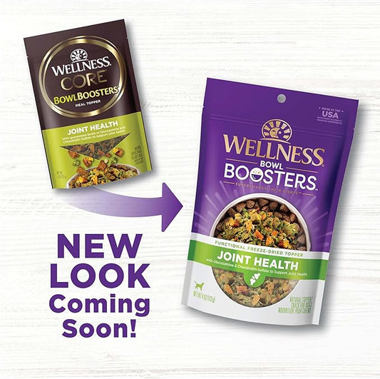 Wellness Bowl Boosters, Dog Food Topper for Small, Medium, & Large Breeds, Grain Free, Natural, Freeze Dried, Joint Health Chicken, 4 Ounce Bag (Pack of 1)