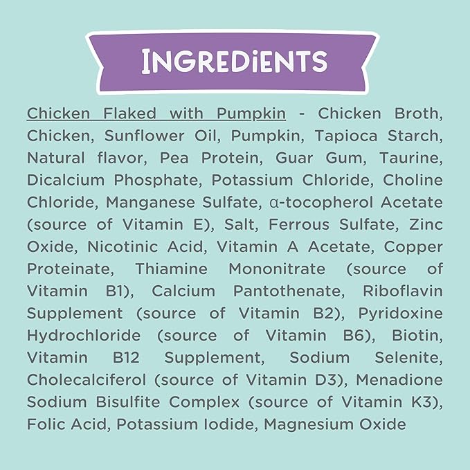 LOVE, NALA - Natural Adult Cat Wet Food - FLAKED Chicken with Pumpkin in Broth - Grain Free, Non-GMO, Digestive Fiber, Vitamins, Minerals - 12 Pack 2.4 lbs.