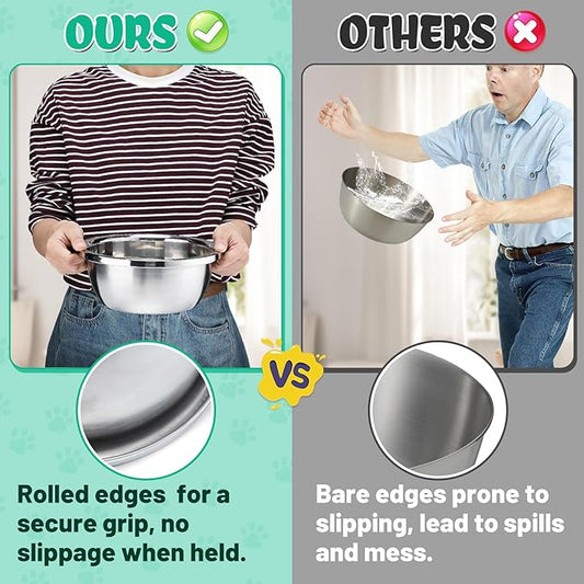 2 Pcs 1 Gallon Large Dog Bowls - Food Grade Stainless Steel Metal Water Bowls, Easy to Clean Food Bowl for Medium Large Dogs Indoor Outdoor