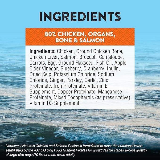 Northwest Naturals Freeze-Dried Chicken & Salmon Dog Food - Bite-Sized Nuggets - Grain-Free, High-Protein, Raw Diet, Human-Grade, Limited Ingredients, All Natural, Omega-3 for Skin & Coat - 12 Oz