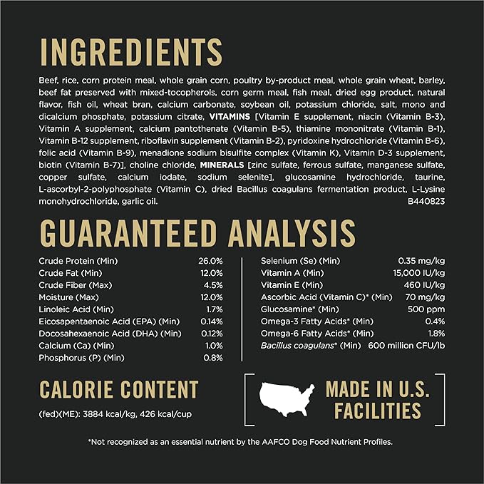 Purina Pro Plan Large Breed Dry High Protein Dog Food With Probiotics for Dogs, Beef and Rice Formula - 47 lb. Bag