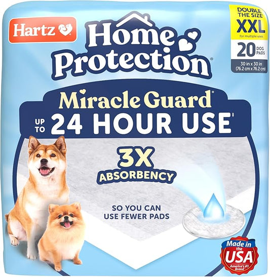 New! Hartz Home Protection Miracle Guard USA Made Dog Pads, XXL Size 20 Count, 3X Absorbency & 3X Longer use, Won't Leak and Odor Eliminating