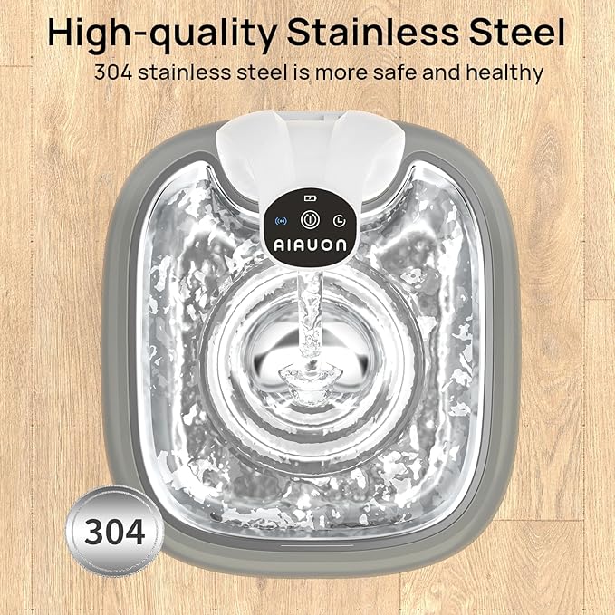 cat Water Fountain Wireless - 118oz/3.5L Cordless Automatic Water Dispenser for Cats, Stainless Steel Water Bowl for Pets no Spilling, Cat Feeding & Watering Supplies with 5 Filters