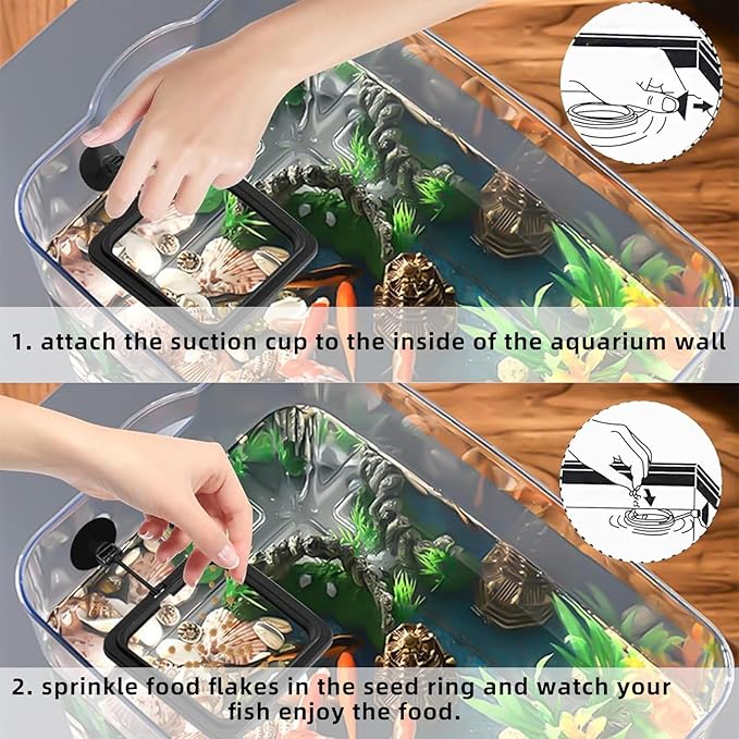 2 Pcs Small Fish Feeding Ring, Floating Food Feeder with Strong Suction Cup Aquarium Feeding Ring for Floating Aquariums and Fish Tanks