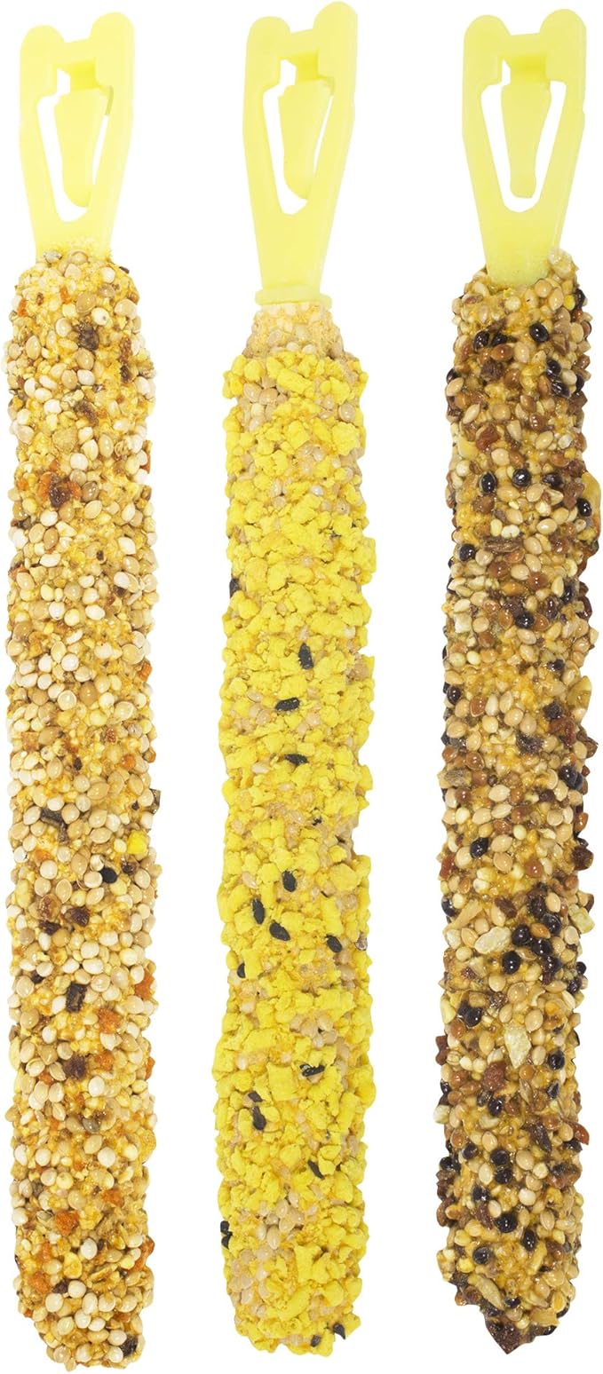 Vitakraft Crunch Sticks Variety Pack: Orange & Apricot, Egg & Honey, Sesame & Banana Flavors for Parakeets, 2.4 oz (Pack of 2)