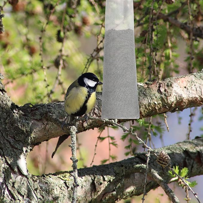 5 Piece Thistle Seed Feeder Set Mesh Socks with Folding Food Funnel for Finches for Garden Yard Outdoor(4 x 16 Inch)