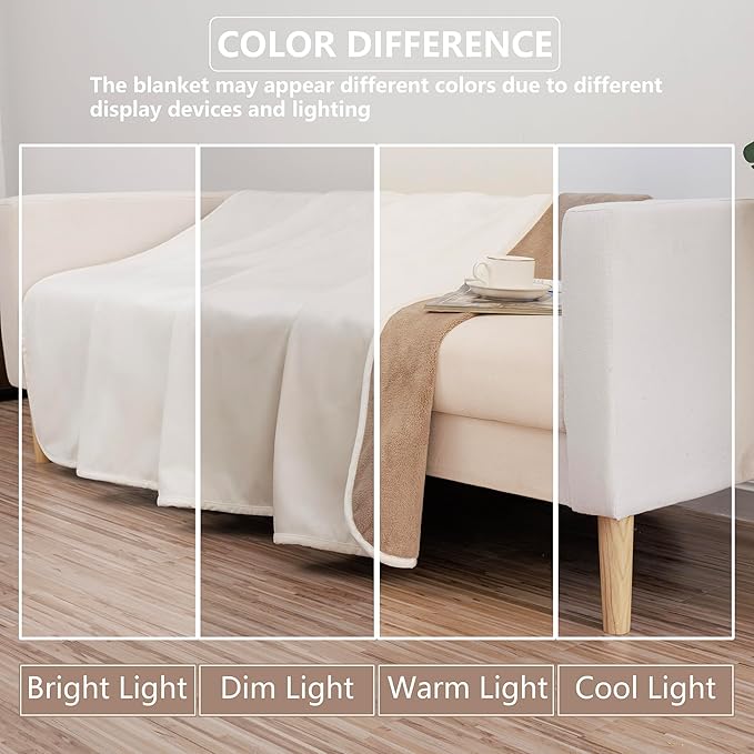 Waterproof Dog Blanket for Bed, Reversible King Size Pet Couch Throw Blankets Leak Proof Sofa Protector for Furniture Machine Washable-82x108,Khaki+Beige