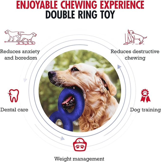SuperChewy Tough Dog Double Ring Toy | Lifetime Replacement | Strong Natural Rubber | Great Dog Pull Toy for Exercise | Tug Toys for Dogs | Ultra Durable Chew Toys for Aggressive Chewers