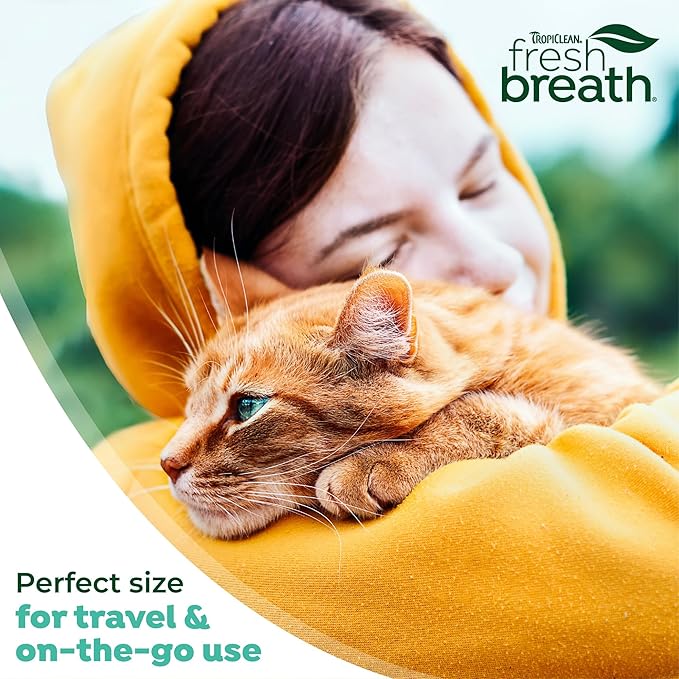 TropiClean Fresh Breath Drops for Cats Travel Size | Cat Mouthwash | Water Additive For Cats | Kitten Bad Breath Water Additive | Made in the USA | 2.2 oz.