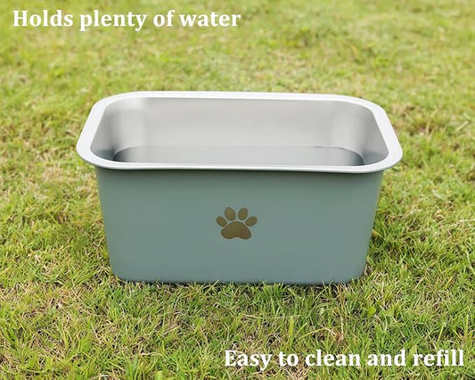 2.5 Gallons 40 Cup Non Slip Stainless Steel Large Dog Water Bowls, Outdoor Metal Dog Bowls Extra Large Breed, High Capacity Water Bowl for Big Giant Huge Dogs, Grey