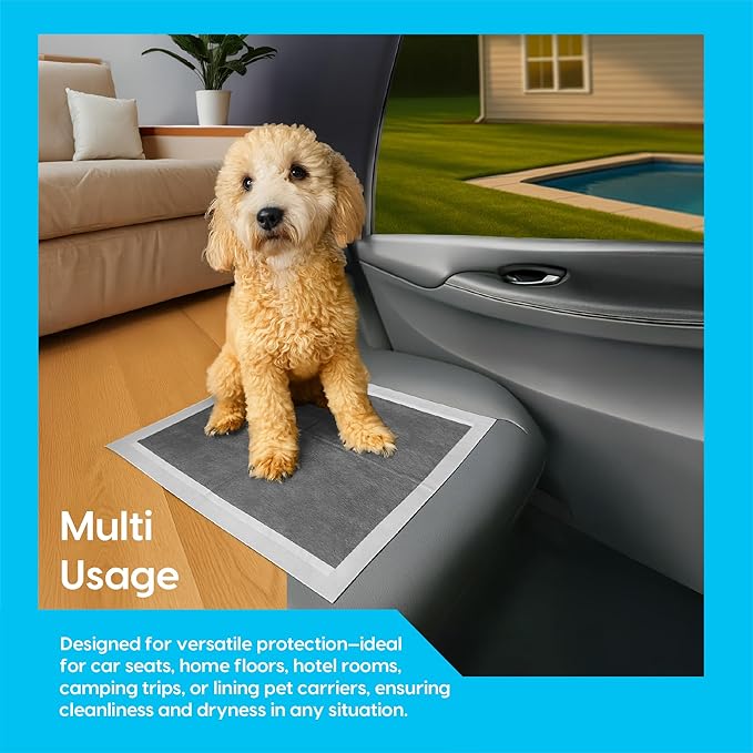 Animal Planet Pets Charcoal Puppy Pads | Extra Absorbent Dog Pee Pads - Quick Dry, Leak-Proof, Odor Neutralizing with Activated Carbon | Large 22" x 22" - 50 Count