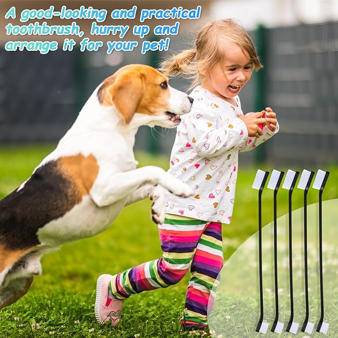 Honeydak Dog Toothbrush Bulk Dual Headed Dental Brushes Dogs Tooth Brushing Kit Long Handle Pet Tooth Brush for Puppy Large Small Cats and Most Pets Teeth Cleaning Dental Supplies(70 Pcs,Black)