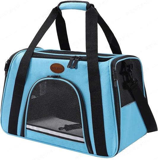 Cat Carrier Dog Carrier Pet Carriers for Medium Small Cats Dogs Puppies up to 15 Lbs,TSA Airline Approved Small Dog Cat Carriers Soft Sided,Collapsible Travel Puppy Carrier (Blue, Medium)