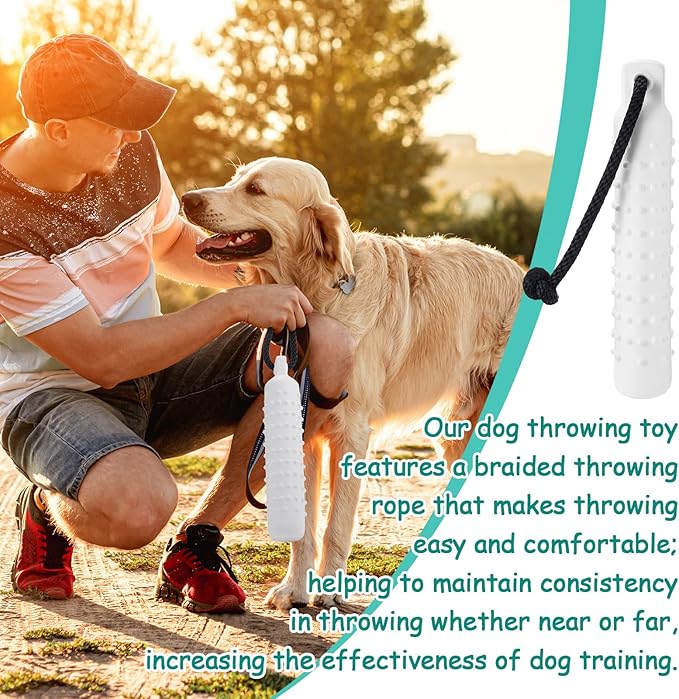 4 Pcs Dog Float Bumper Toy Training Bumper, Water Toys Dummy Outdoor 11 x 2 Inch Puppy Lightweight for Float on The Water Pool Fetch for Small, Medium, Large Dogs(White and Black)