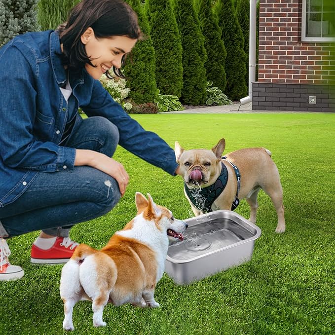 1.5 Gallons Large Dog Bowls - Food Grade Stainless Steel Dog Water and Food Bowl No Spilling, High Capacity for Medium Large Breed Dogs Indoor Outdoor