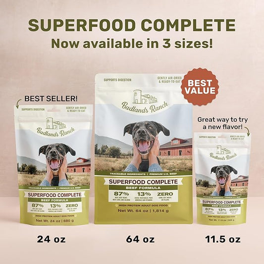 Superfood Complete, Air-Dried Adult Dog Food - High Protein, Zero Fillers, Superfood Nutrition by Katherine Heigl (11.5 oz., Beef Formula)