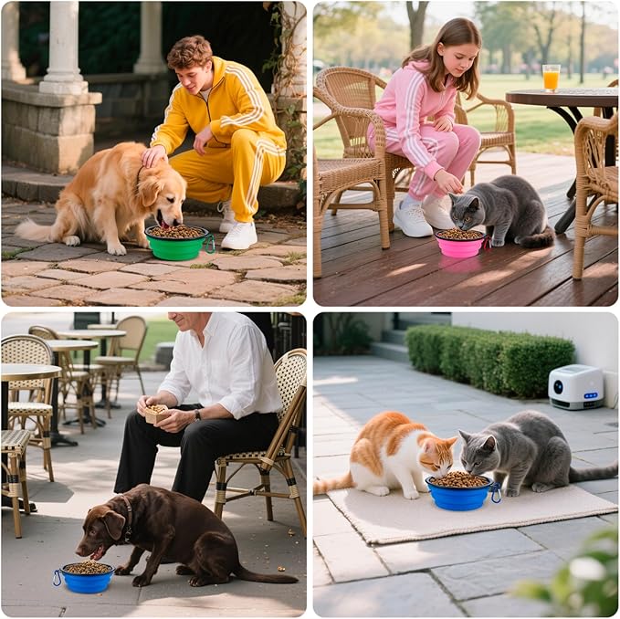 3 Pack Collapsible Dog Travel Bowls, 22oz Large Foldable Dog Water Bowls Portable Pet Food and Water Bowl with Clasp for Traveling Walking Hiking (3 Colors)