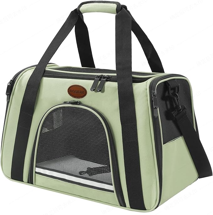 Cat Carrier Dog Carrier Pet Carriers for Medium Small Cats Dogs Puppies up to 15 Lbs,TSA Airline Approved Small Dog Cat Carriers Soft Sided,Collapsible Travel Puppy Carrier (Green, Large)